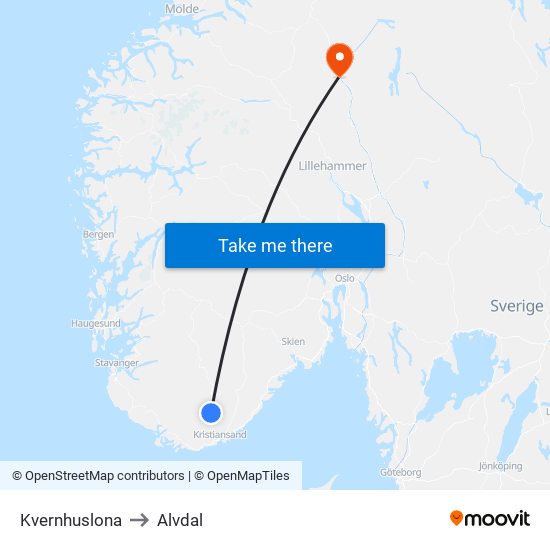 Kvernhuslona to Alvdal map