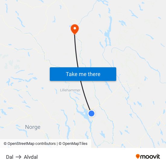 Dal to Alvdal map