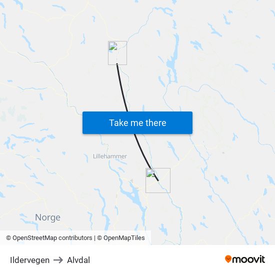 Ildervegen to Alvdal map