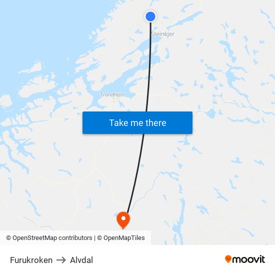 Furukroken to Alvdal map