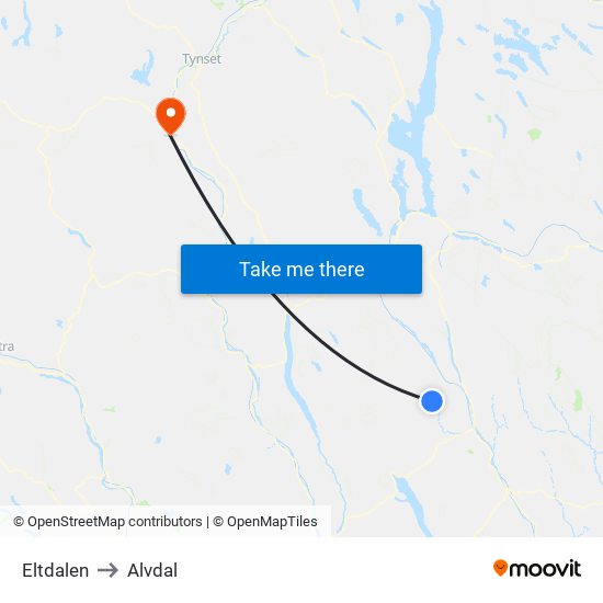 Eltdalen to Alvdal map