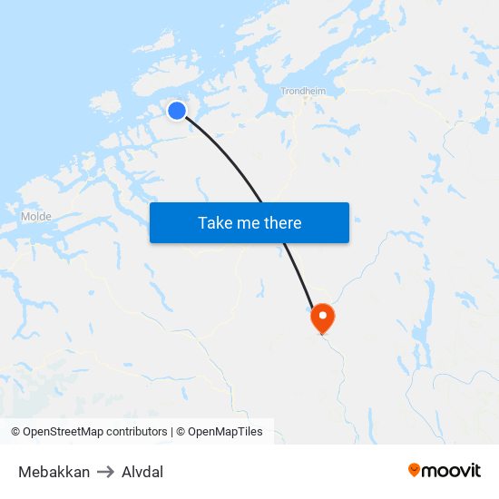 Mebakkan to Alvdal map