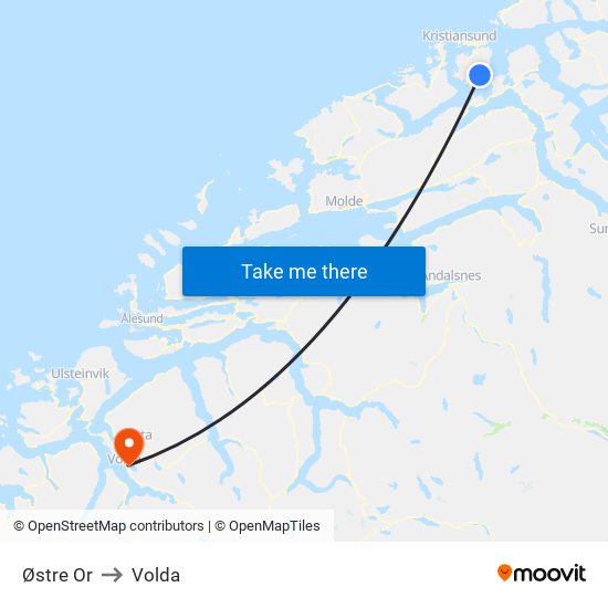 Østre Or to Volda map