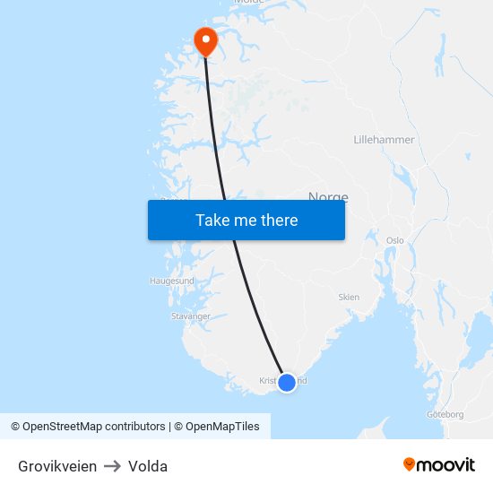 Grovikveien to Volda map