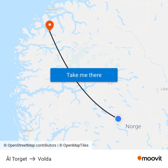 Ål Torget to Volda map