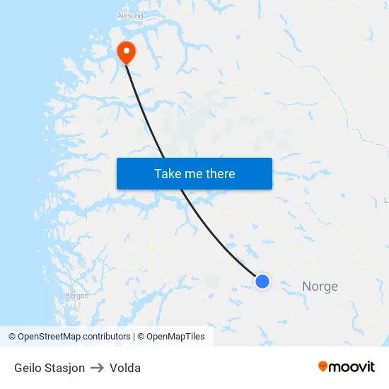 Geilo Stasjon to Volda map