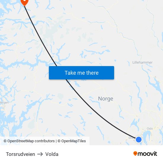 Torsrudveien to Volda map