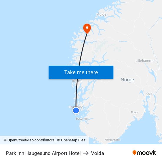 Park Inn Haugesund Airport Hotel to Volda map