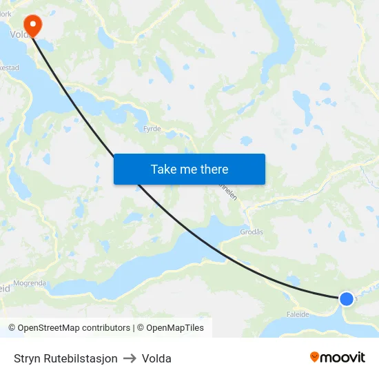 Stryn Rutebilstasjon to Volda map