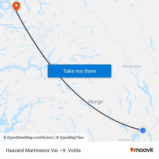 Haavard Martinsens Vei to Volda map