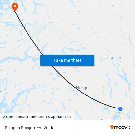 Snippen Stasjon to Volda map