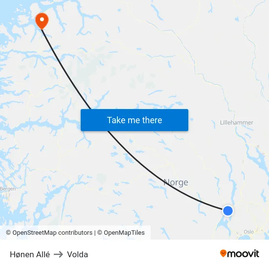 Hønen Allé to Volda map