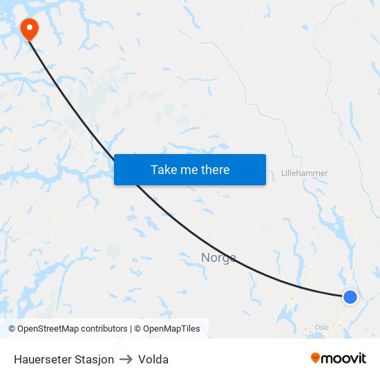 Hauerseter Stasjon to Volda map