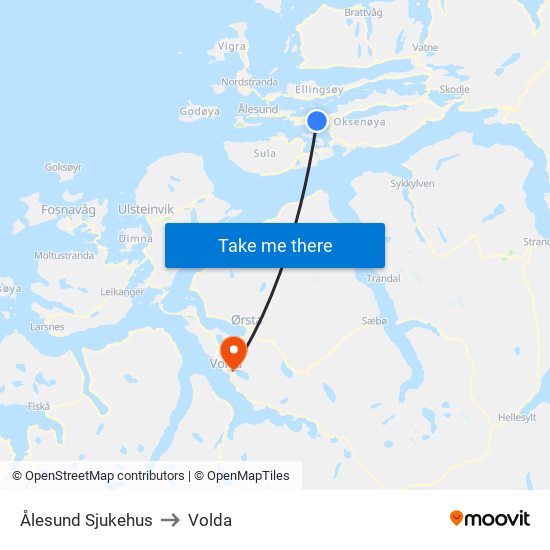 Ålesund Sjukehus to Volda map