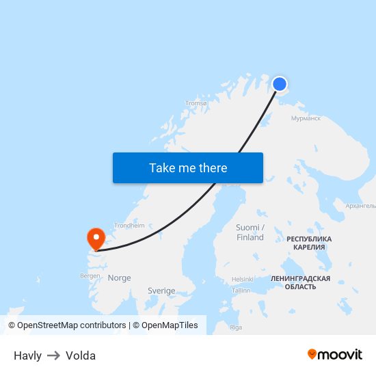 Havly to Volda map