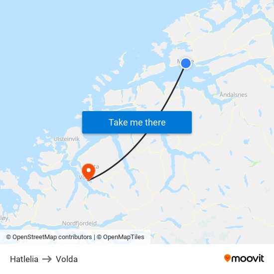 Hatlelia to Volda map