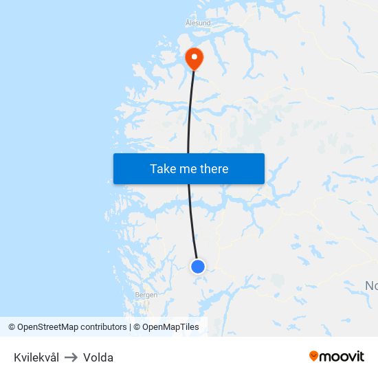 Kvilekvål to Volda map