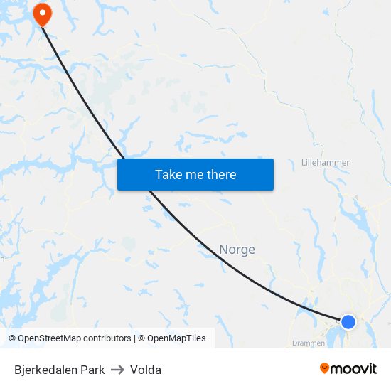 Bjerkedalen Park to Volda map