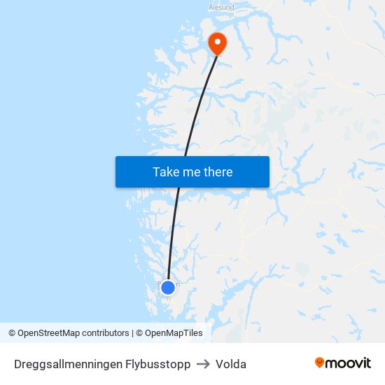 Dreggsallmenningen Flybusstopp to Volda map