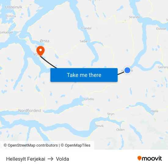 Hellesylt Ferjekai to Volda map