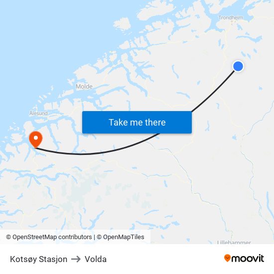 Kotsøy Stasjon to Volda map