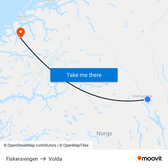 Fiskersvingen to Volda map