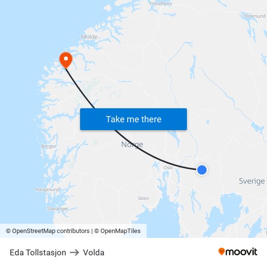 Eda Tollstasjon to Volda map