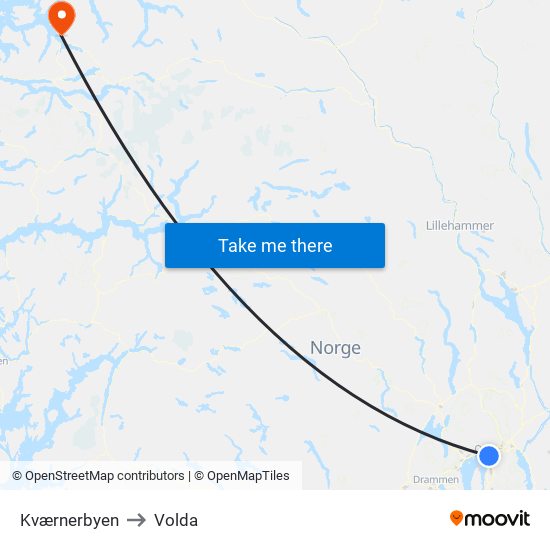 Kværnerbyen to Volda map