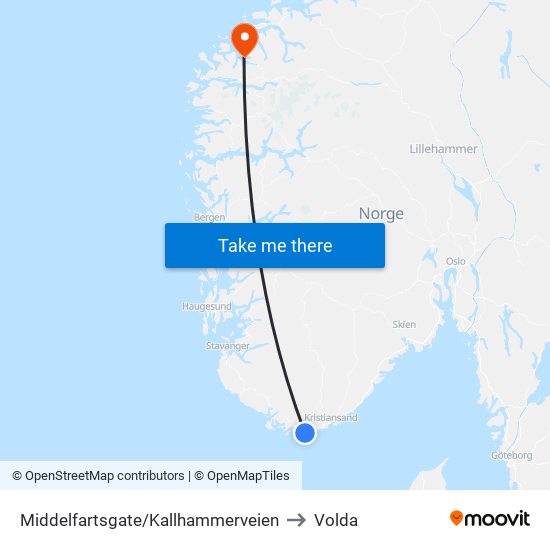 Middelfartsgate/Kallhammerveien to Volda map