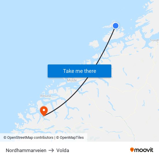 Nordhammarveien to Volda map