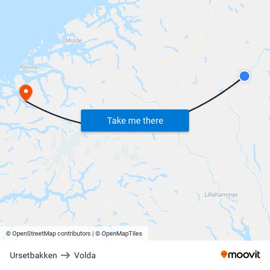 Ursetbakken to Volda map
