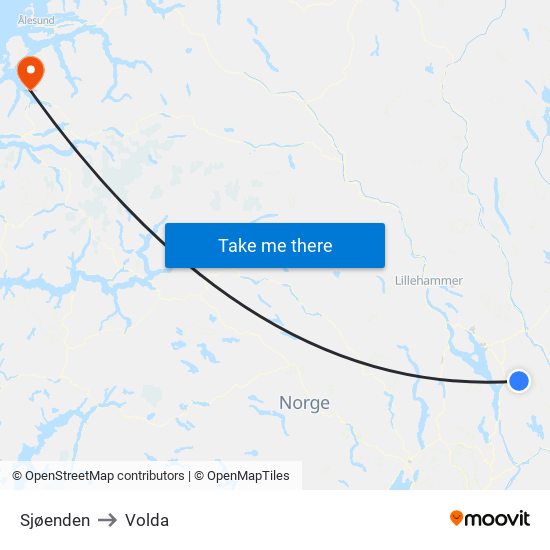 Sjøenden to Volda map