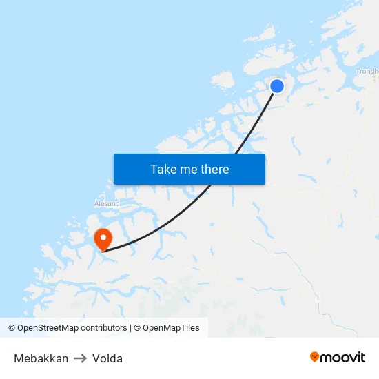 Mebakkan to Volda map