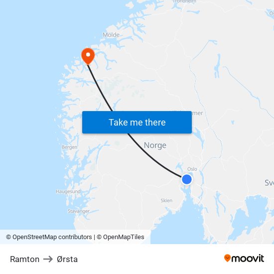 Ramton to Ørsta map