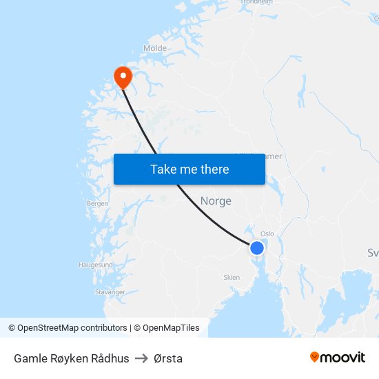 Gamle Røyken Rådhus to Ørsta map