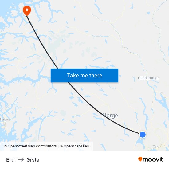 Eikli to Ørsta map