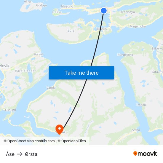 Åse to Ørsta map