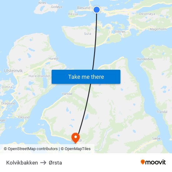 Kolvikbakken to Ørsta map