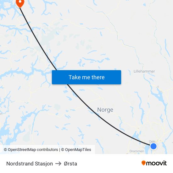 Nordstrand Stasjon to Ørsta map