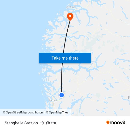 Stanghelle Stasjon to Ørsta map