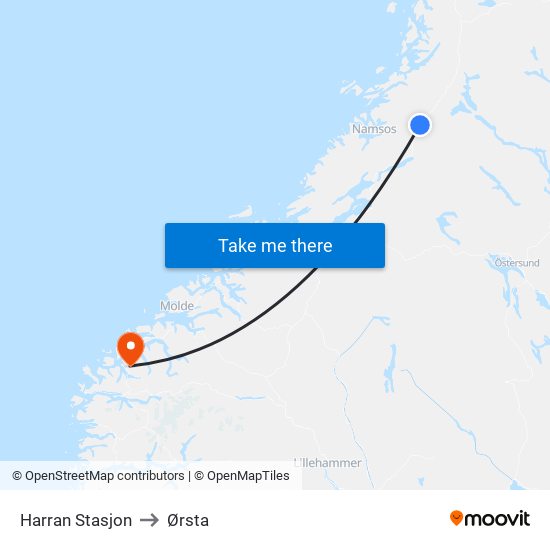 Harran Stasjon to Ørsta map