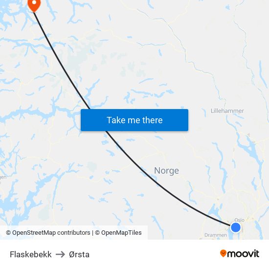 Flaskebekk to Ørsta map