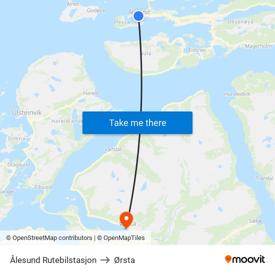 Ålesund Rutebilstasjon to Ørsta map