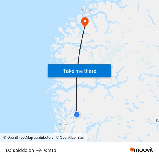 Dalseiddalen to Ørsta map