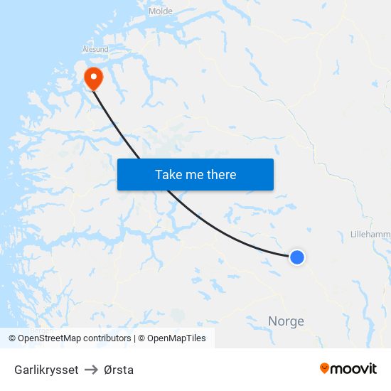 Garlikrysset to Ørsta map