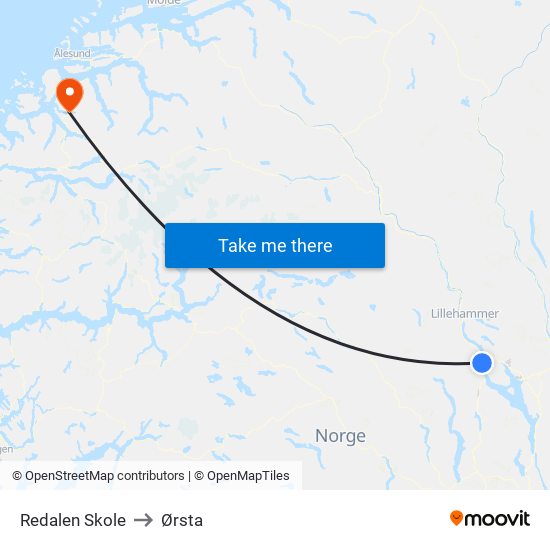 Redalen Skole Snertingdalsvegen to Ørsta map