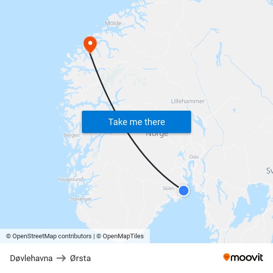 Døvlehavna to Ørsta map