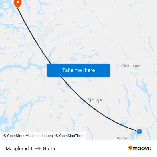 Manglerud T to Ørsta map