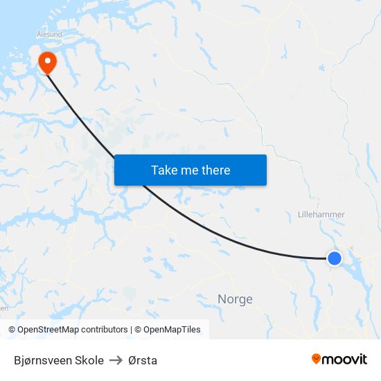 Bjørnsveen Skole to Ørsta map