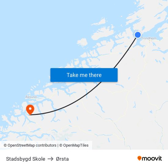 Stadsbygd Skole to Ørsta map